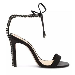 #SCHUTZ Islah Crystal Ankle-Strap Heels Black Size 7.5 NEW